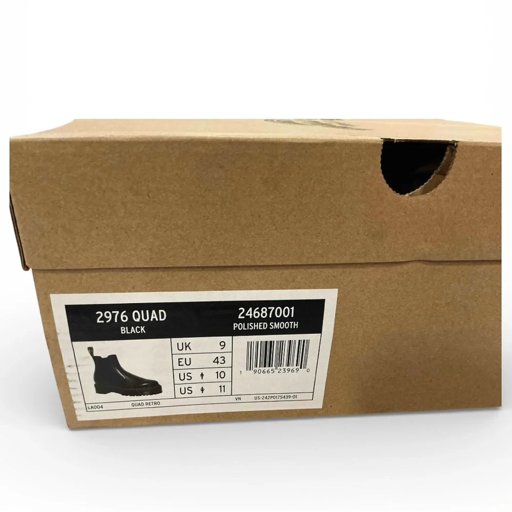 Dr Martens 2976 Quad Platform Chelsea Boots Womens 11 Mens 10 Black Leather New - Picture 10 of 12